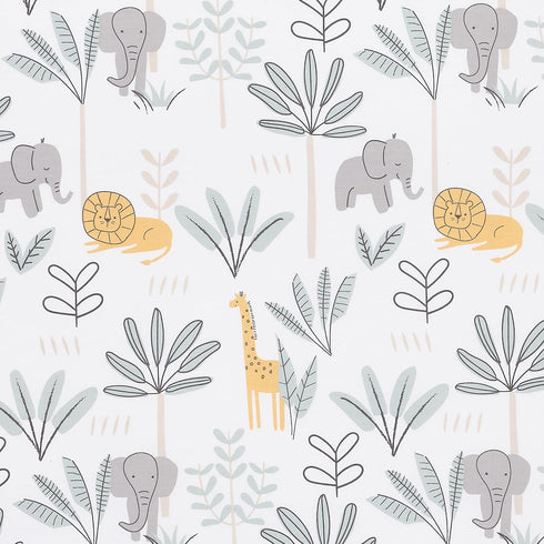 100% Lambs & Ivy Jungle Adventure Cotton Baby/Toddler Fitted Crib Sheet - White