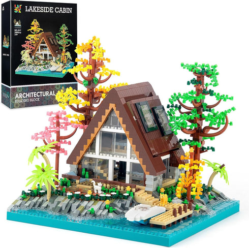 A-Frame Cabin Building Set - Medieval Forest Cabin House Micro Building Block Set for Adults and Teens (2688 Pcs)