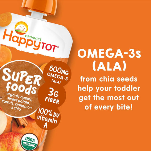 Happy Tot Organics Super Foods - Sweet Potato, Apple, Carrot & Cinnamon, 4.22 Ounce (Pack of 1)