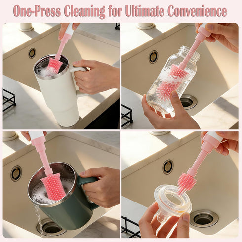Set ZTX Self-Foaming Silicone Baby Bottle Brush - One Press Creates Rich Foam, Cleans Bottles, Breast Pump Parts