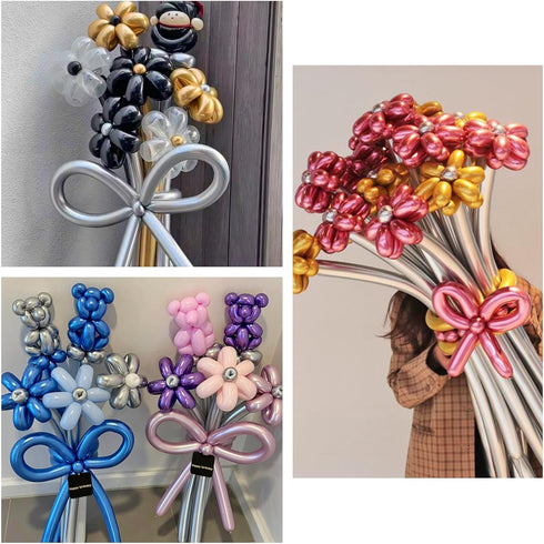 100Pcs 260 Metallic Long Balloons, Thickening Skinny Latex Twisting Balloons for Animals Modeling & Party Decorations