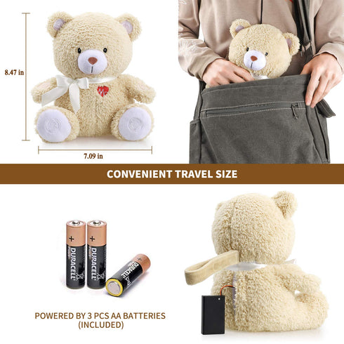 9 BEREST Sleeping Bear Baby Sleep Soother- Mom's Heartbeat White Noise Machine Infant Stuffed Animal Bear Toy Sleeping