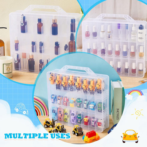 2 Pack Toy Storage Container and Organizer Case with 48 Compartments, Small Toy Organizer Cars Carrying Case Compatible
