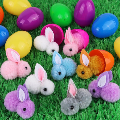 36 Pack Easter Egg Fillers with Easter Bunny Plush Easter Eggs with Toys Inside, Mini Easter Stuffed Animals Easter