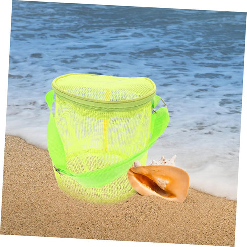 Beach Storage Bag for Kids - Mesh Beach Tote Organizer for Summer Bags, Toy Bucket, and Sand Toy Bag in Green