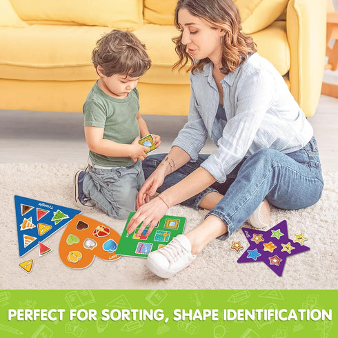 Set 8 48 EAMAY Shape Sorter Toy for Toddler, Shape Puzzles and Matching Games with Sorting Mats and Everyday Objects