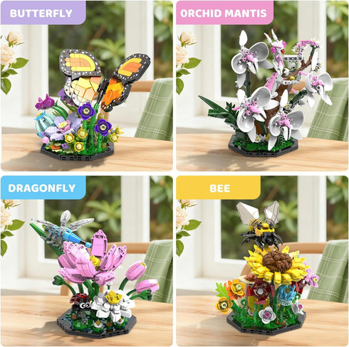 Set, 2059 6+ Ideas Insect Collection Building PCS - Butterfly Orchid Mantis Bee Dragonfly Display Model for Nature