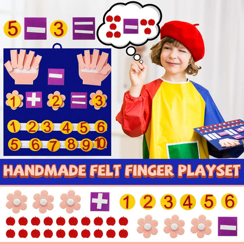 2 Handmade Felt Finger Toy Set, Felt Math Toys for Kindergarten Learning, Counting Finger Boards Addition Subtraction