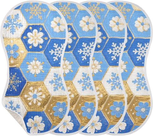 tplaotee 22x11in Merry Christmas with Blue and Gold Snowflakes Cotton Neutral Burp Cloths Good Absorbent? Baby wash