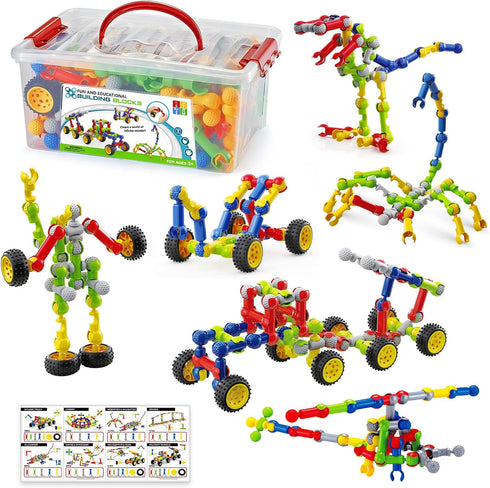 170 Pcs Building Toys for Kids Ages 4-8 with Toy Box Storage, STEM Building Blocks for Creative Activity