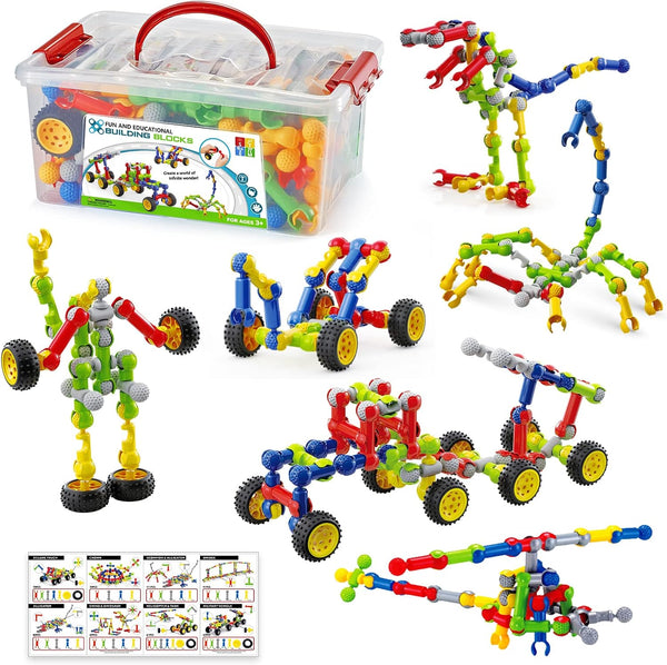 170 Pcs Building Toys for Kids Ages 4-8 with Toy Box Storage, STEM Building Blocks for Creative Activity