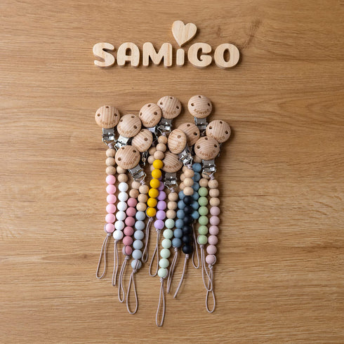 2 Pack SAMiGO Pacifier Clips for Baby Girls Pacifier Holders Silicone Paci Binky Clips