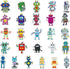 Jictegb 50 Pcs Cartoon Robot Stickers - Fun Robot Characters Designs, Premium PVC, Removable & Reusable, for Kids