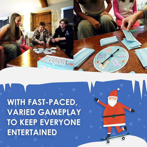 9+ Talking Tables Christmas Family Games Night, Six Games, After Dinner Party, Fun Travel Pocket Games for Kids, Card