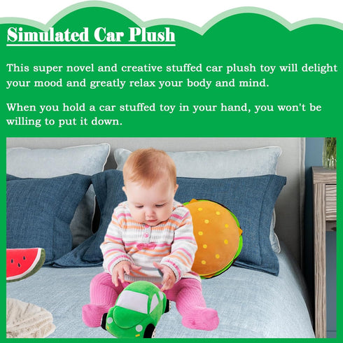 Car Plush Green Stuffed Pillow - Cute Car Shaped Toy Decor Gifts for Kids 11.8 inch