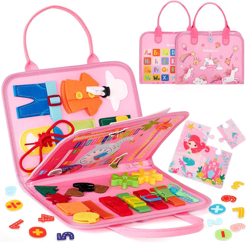 3+ 3 4 5 hahaland Busy Board for Toddlers Boys Girls Montessori Toys for Year Old Preschool Educational Learning