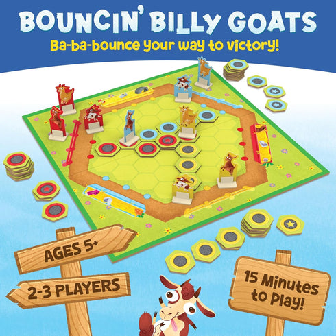 Peaceable Kingdom Bouncin’ Billy Goats Board Game - Family Strategy Game for Kids and Adults
