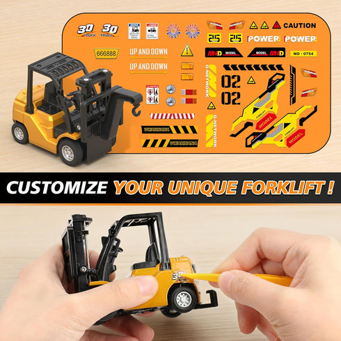 1/64 3 1 10CH RC Forklift Toy, in Mini Forklift Remote Control & App Remote Control Forklift with Trailer & Fork
