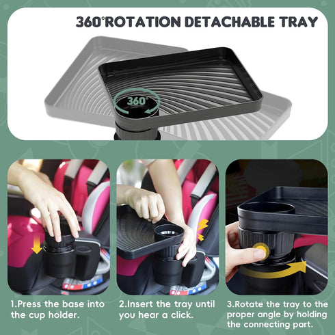 2 Pack 2.8''-3.2'' (2, Upgraded Car Seat Tray for Kids Car Seat Tray with Expandable Base for Snacks, Toys, Books