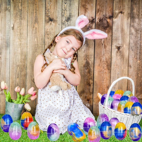 12 Pack Prefilled Easter Galaxy Slime Eggs,Galaxy Slime Easter Egg Fillers Stress Relief Easter Egg Hunt Filling Treats