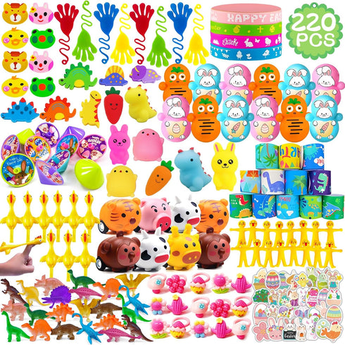 220 Pcs Easter Egg Fillers, Kids Party Favors, Small Toys Easter Basket