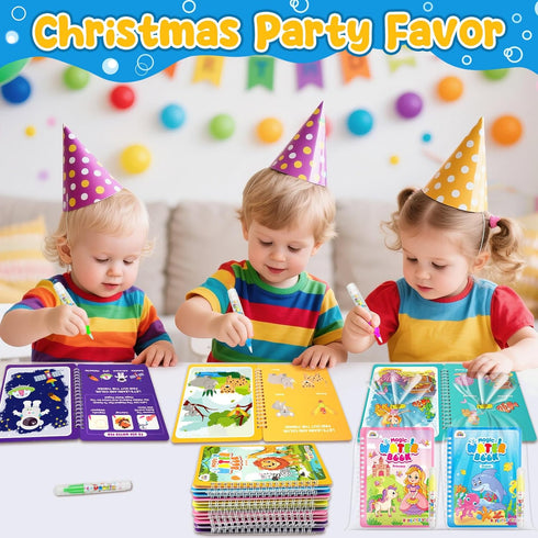 ZMLM 24 Pack 3-8 Water Coloring Books for Toddlers, Reusable Paint with Water Books with Pen, Mess Free Magic Doodle