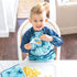 12-24mo Snap & Go Easy-wear Long Sleeve Bib Aqua Dinosaurs