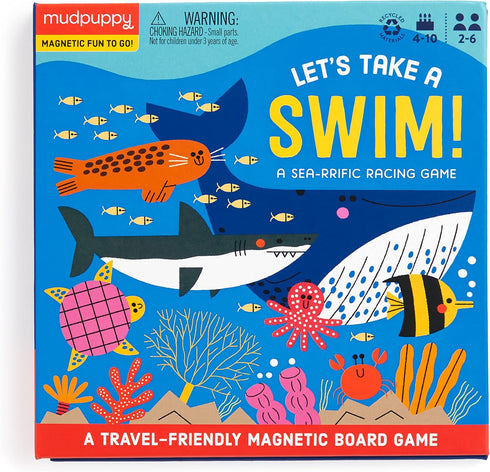 Mudpuppy Let’s Take A Swim - Magnetic Racing Game with Travel Friendly Tri-Fold Board for Children Ages 4-10, 2-6