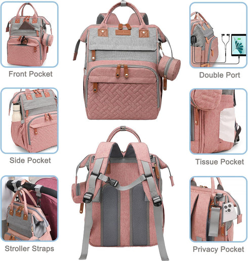 SHITIESHOU Backpack 19 Diaper Bag Baby Bag for Mom Dad with Changing Pad, Pockets, Large Waterproof Travel Baby Girl