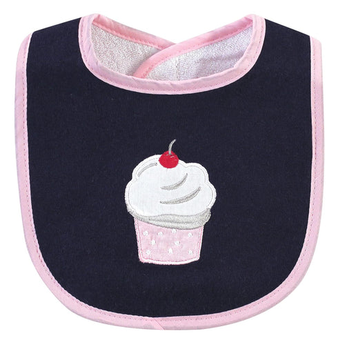 Set, (Pack 2) Hudson Baby Unisex Baby Cotton Terry Bib and Burp Cloth Cupcake, One Size