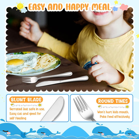 HaWare 12-Piece Kids Silverware, Stainless Steel Toddler Utensils Set, Includes 4 Spoons, 4 Forks, 4 Knives