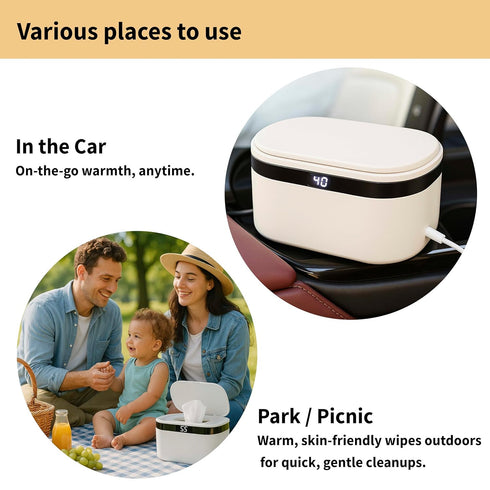 WEEGEEKS (40C/104F 60C/140F) 0.4kg Portable Baby Wipe Warmer - USB-Powered, to Adjustable Heating, Ultra-Quiet