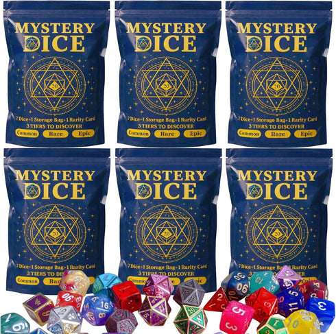 UURM Mystery Dice Set of 7 Polyhedral Dice, DND Dice Set with Storage