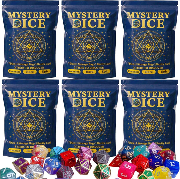 UURM Mystery Dice Set of 7 Polyhedral Dice, DND Dice Set with Storage