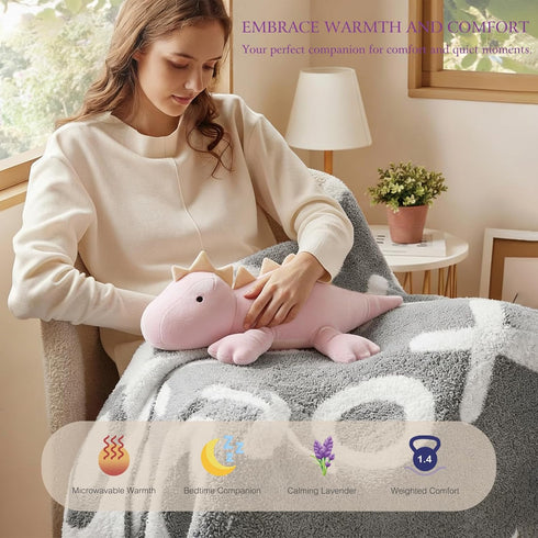 OSOCU 1.4 Lb 16" Microwavable Heating Pad Purple Stegosaurus Plush - Weighted Stuffed Animal Toy with Tourmaline Beads