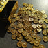 Set, 100 Vintage Miniature Gold Bars Pieces Dollhouse Treasure Chest Collection, Metallic Gold Finish, Display