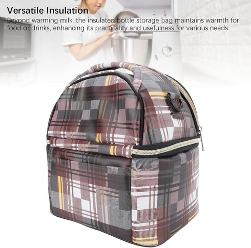 Fdit Insulated Baby Bottle Bag, USB Electric Heating Bottle Warmer Bag Premium Canvas Baby Milk Heater Shoulder Strap