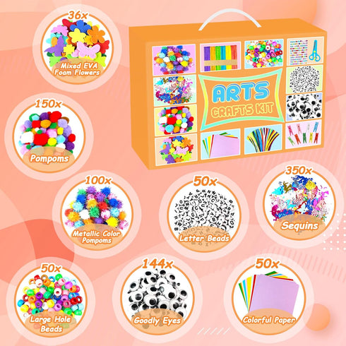 2000 All-in-1 Set 4-6, 6-8, 8-12, BNUZEIYI PCS Arts and Crafts Supplies for Kids Craft Kit with Pipe Cleaners Craft Box