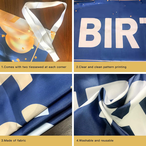 Happy 16th Birthday Banner Blue, Large 16th Bday Sign for Outdoor Decoration (9.8 x 1.6 feet)