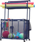 Pool Noodles Holder, Large Mesh Rolling Double Decker Storage Organizer Bin for Toys, Floats, Balls with Noodle Rack