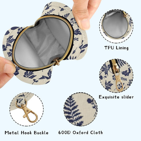 PYBUG Leaf Round Pacifier Storage Case, Polyester & TPU Lined with Hook Buckle, Pacifier Container Box for Baby