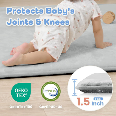 1.5" 50x50 Thick Baby Play Mat for Floor, Playpen Mat, Pro Soft Flannel Foam Mats Toddler Infant Kids Crawling