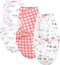 Hudson Baby Unisex Baby Quilted Cotton Swaddle Wrap 3pk, Girl Farm Animals,
