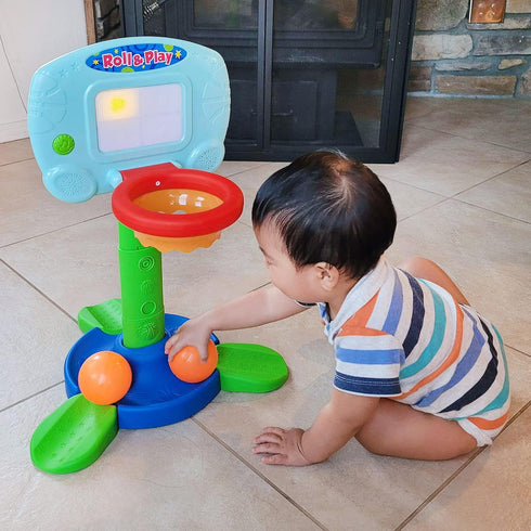 LotFancy Basketball Hoop for Kids - 2 in 1 Adjustable Sports Toy Set for Toddlers 9m-3y, Indoor Basketball Game