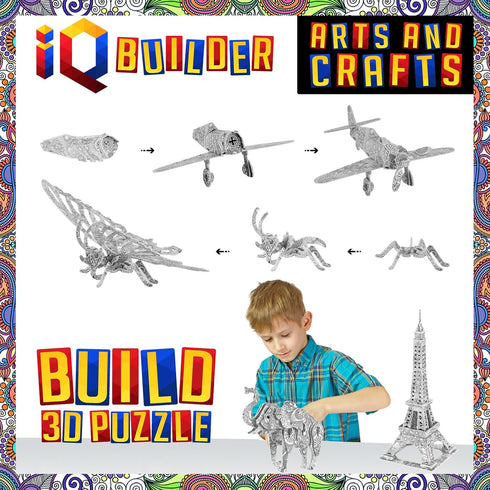 12 3D Set IQ BUILDER | Fun Creative DIY Arts and Crafts KIT | Best Toy Gift for Girls and Boys Age Year Old |