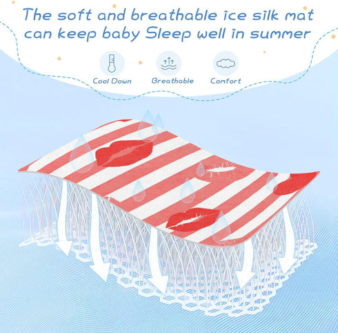 SyXIOP 28" 52" Red Striped Lips Cooling Baby Waterproof Crib Mattress Protector x Reusable Mattress Pads