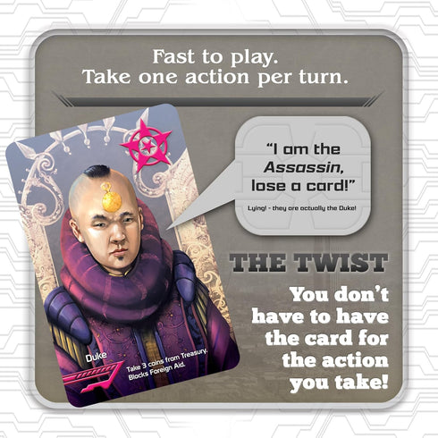 Coup - The Fast, Fun Bluffing Party Game for 2-6 Players, Perfect for Family Game Night