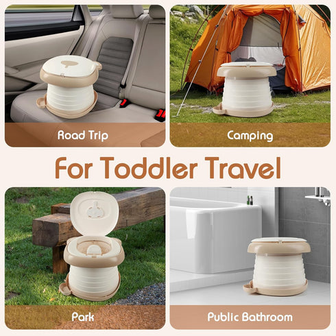 Portable potty seat for toddler travel, Portable toilet for kids with Potty Liners, Travel Bag, Foldable Car Potty