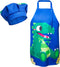 R HORSE 2 Pcs Kids Aprons Chef Hat Sets Adjustable Blue Cute