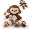 Monkey Stuffed Animals, Mommy Monkey Plush with Baby, 5 Pcs Plush Toy